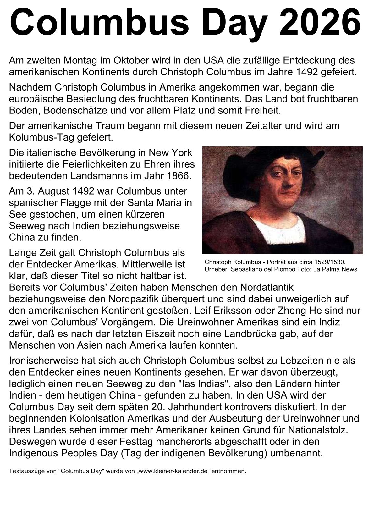 Columbus day 2026